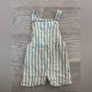 Zara Teal & White Striped Kids Overalls